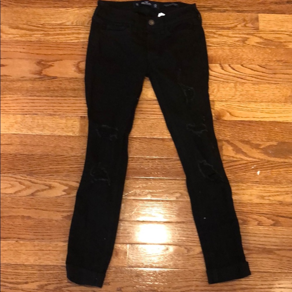 Hollister black denim distressed jeans